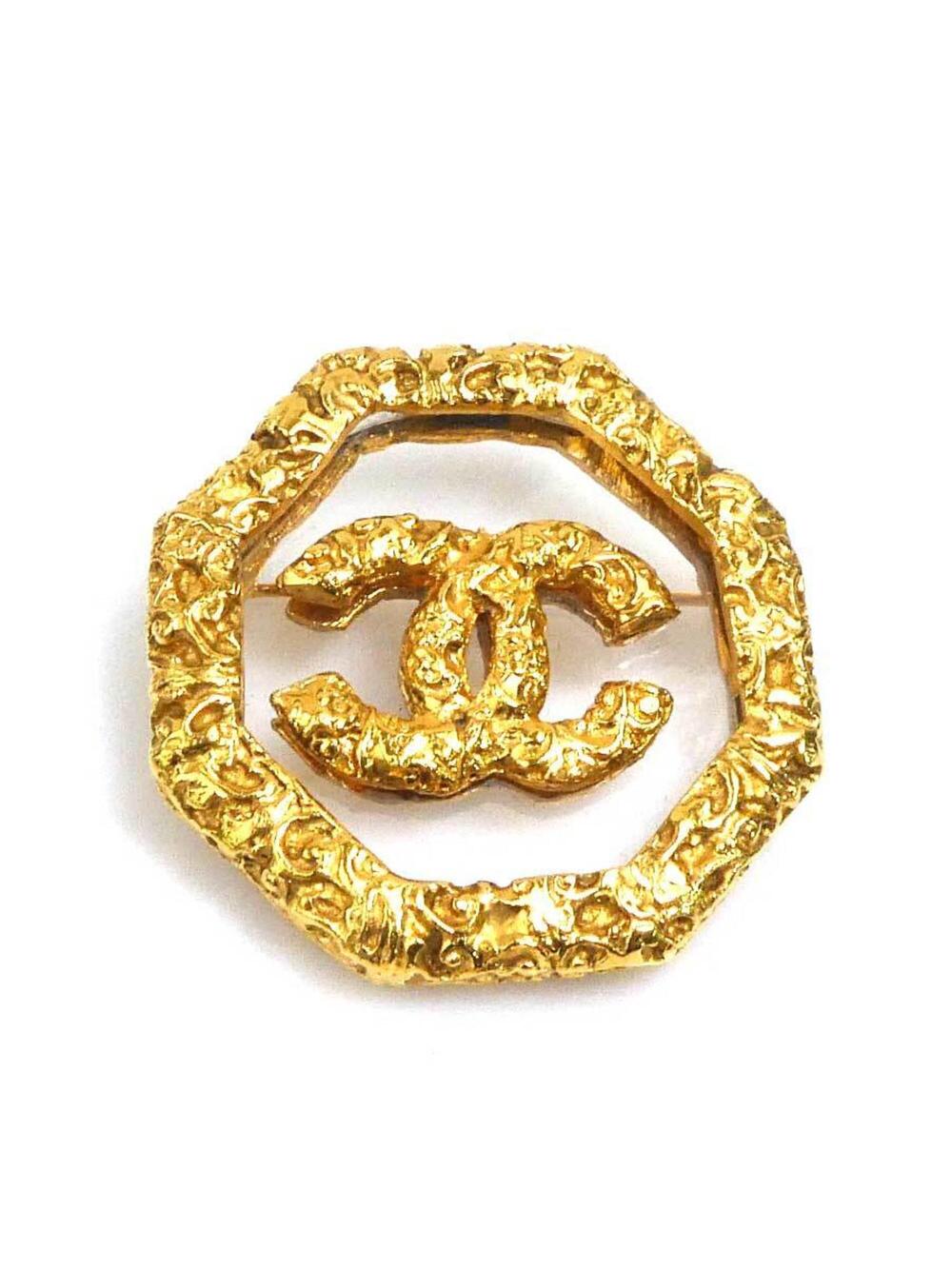 Chanel Cc Logo Brooch Gold-Tone Metal #347064C10B